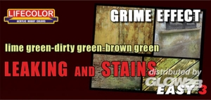 Leaking and stains lime-dirty-brown gree