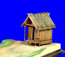 Diorama Grundplatte, Sandweg mit Bambus Htte und Bach, 1:35