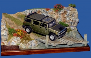 Diorama Grundplatte, Offroad Gelnde mit Brcke 3, 1:18 -1:24