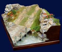 Diorama Grundplatte, Offroad Gelnde mit Brcke 3, 1:18 -1:24