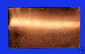 Kupfer Blech, halbhart glatt formbar, 200 x 200 mm 0,4 mm